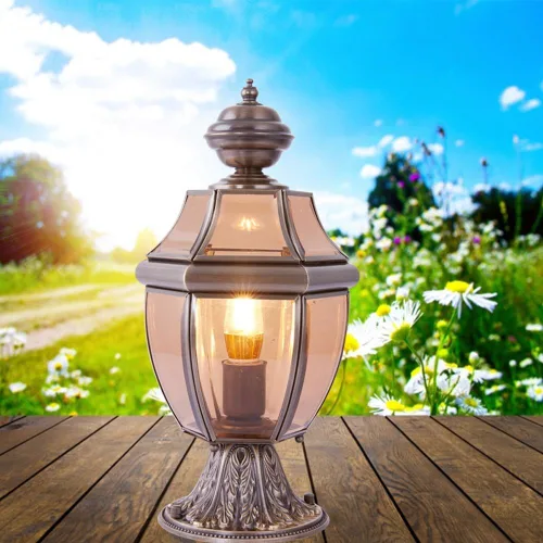 Vista 4 de Luces de poste para exteriores, lámpara clásica vintage de cobre completo para postes de pared al aire libre, lámpara de jardín continental, lámpara