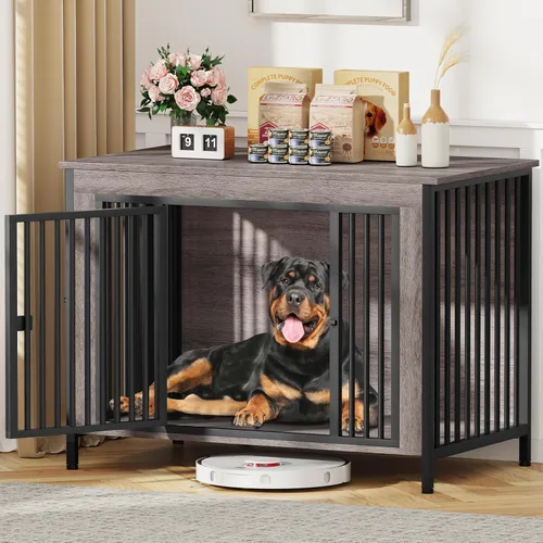 Vista 12 de EasyCom Mueble de jaula para perros para 1 o 2 perros, jaulas resistentes para perros individuales/dobles para perros pequeños, medianos y grandes