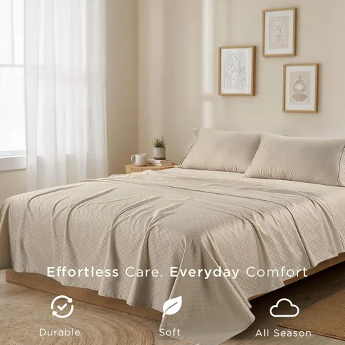 Vista 5 de Threadmill Juego de sábanas de algodón Twin Sábanas 100% algodón para cama tamaño Twin Juego de sábanas de satén jacquard damasco con bolsillo