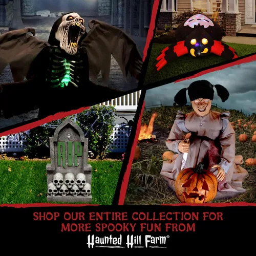 Vista 5 de Haunted Hill Farm Letrero de cruce de zombies de 6 pies con luces, decoración inflable de Halloween para césped y patio, decoración navideña