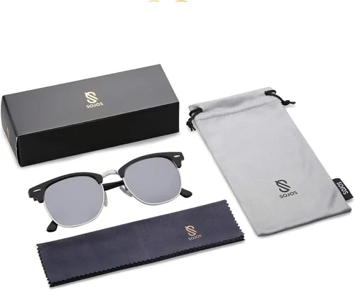 Vista 6 de SOJOS Retro Semi Rimless Polarized Sunglasses Horn Rimmed UV400 Glasses SJ5018