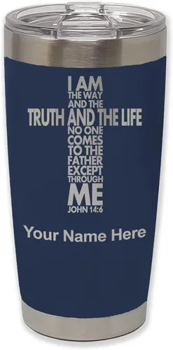 Vista 20 de LaserGram Vaso aislado al vacío de 20 onzas, versículo de la Biblia John 14-6, grabado personalizado incluido (negro)