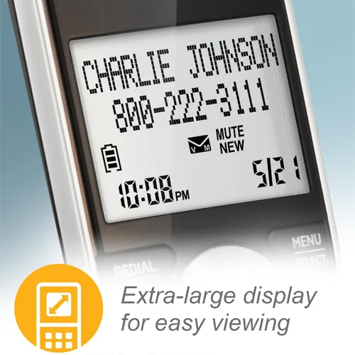 Vista 6 de AT&T CL84107 DECT 6.0 Teléfono expandible con cable/inalámbrico con bloqueador de llamadas inteligente, negro/plata con 1 auricular