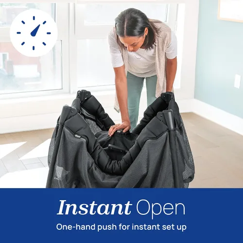 Vista 2 de Chicco Dash Instant Setup - Patio de juegos, cuna portátil con moisés extraíble, corralito para bebés y niños pequeños Carbón/Gris