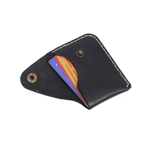 Vista 2 de Handmade Minimalist Genuine Leather Card Case Wallet Small Card Holder in Front Pocket