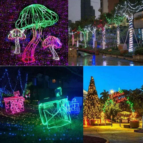 Vista 6 de Cuerda de luces LED, tira de luces LED de 1/2 pulgada, 6500 K, luz blanca, 3.3 pies/3.3 ft CA 110-130 V resistente al agua con 8 modos