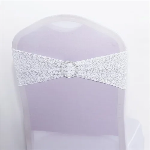 Vista 19 de Dimatic 10 piezas Fajas Elásticas de Lentejuelas para Silla Bandas Elásticas de Spandex para Recepción de Bodas Eventos Banquetes Decoración de Azul