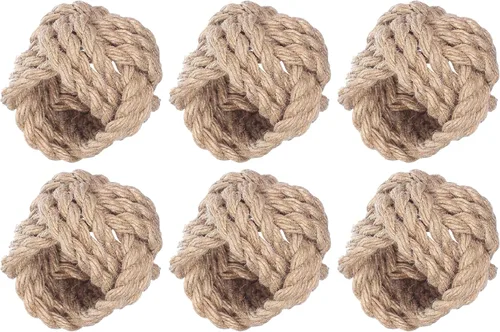 Vista 15 de Juego de 12 servilleteros bohemios elegantes, de rayón tejido a mano, color beige, resistente al desgaste, decoración de mesa para bodas, Navidad