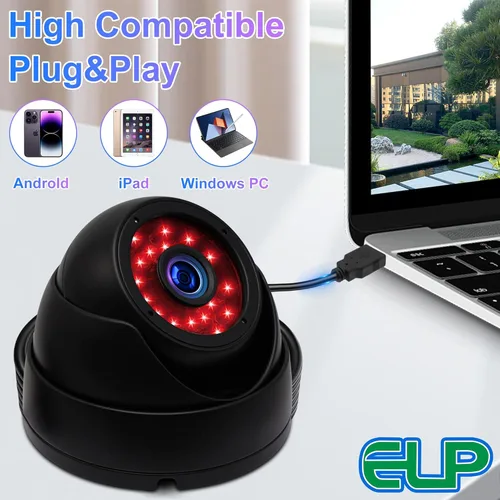 Vista 4 de Cámara Web USB estilo domo, cámaras web Adroid USB con FHD 1080P, 1MP, 1.3MP, 2MP, pequeña cámara USB Mac Linux, cámara estilo domo UVC de alta