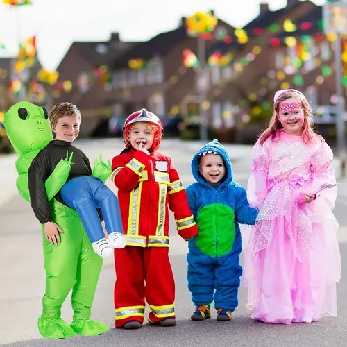 Vista 4 de Disfraz inflable de alienígena para Halloween disfraz de extraterrestre inflable para Halloween Pascua o Navidad
