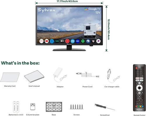 Vista 11 de SYLVOX Smart RV TV, Televisor de 19" de 12 Voltios para RV, Camper DC/AC, HDTV, Compatible con Google OS, Soporta Descarga de Aplicaciones