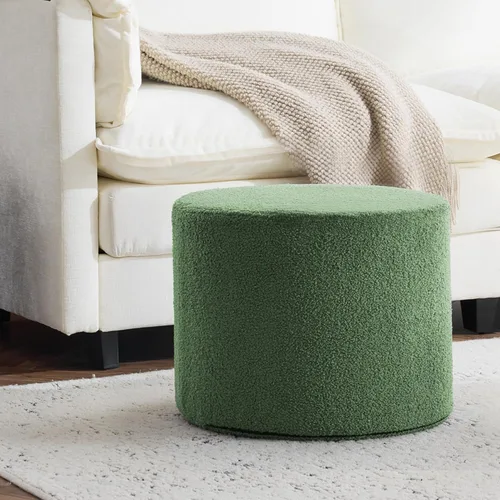 Vista 14 de Bezseller Soft Boucle Puf Otomano, Cómodo Reposapiés, Taburete con Relleno de Espuma Completo para Sala de Estar, Dormitorio, Comodidad Ligera