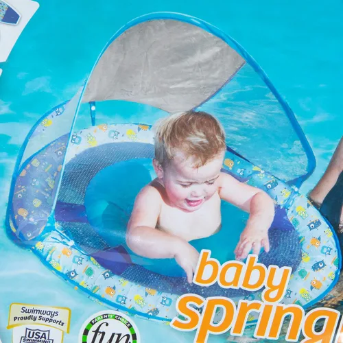 Vista 2 de SwimWays Baby Spring Float Sun Canopy - Blue Sea Life - 9-24 meses