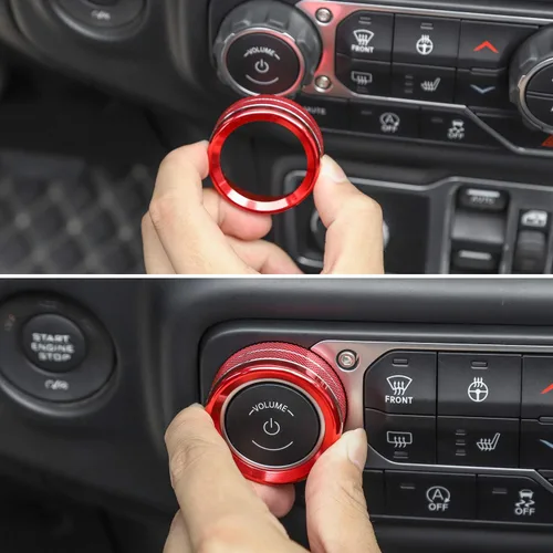 Vista 6 de JeCar - Cubierta de perilla de interruptor de aire acondicionado, de aleación de aluminio, compatible con Jeep Wrangler 2018-2023 JL JLU y 2020-2023