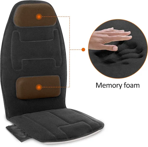 Vista 5 de Snailax Masajeador de espalda de vibración con calor, almohadilla para silla de masaje con espuma viscoelástica lumbar para el cuello, 10 motores