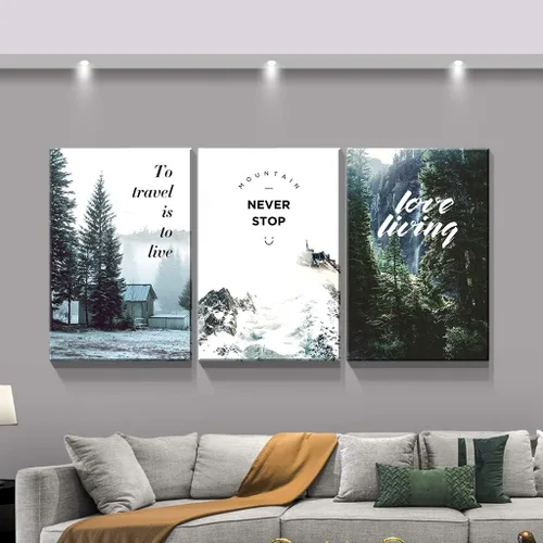 Vista 2 de Denozer - Lienzo decorativo para pared de 3 piezas - Paisaje con arte de pared inspirador para sala de estar, decoración moderna del hogar, estirado