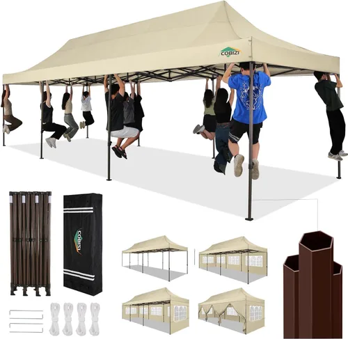 Vista 10 de COBIZI Tienda de campaña desplegable de 10 x 10 pies, toldo instantáneo comercial resistente con 4 paredes laterales, proveedor impermeable
