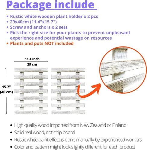 Vista 3 de ShopLaLa Paquete de 10 macetas de plástico con riego automático de 5 pulgadas + macetas colgantes de madera blanca verticales montadas en la pared