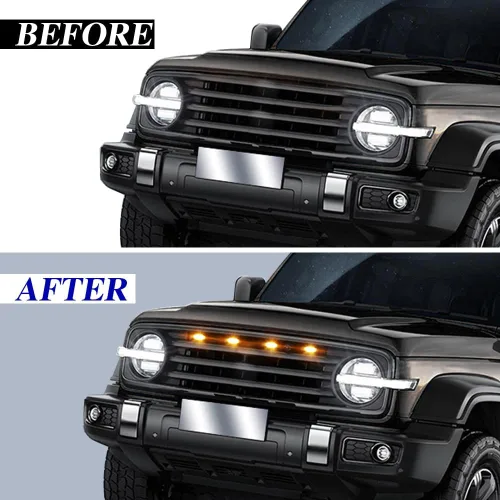 Vista 3 de 4 luces LED para parrilla, luz LED ámbar para parrilla, parachoques delantero Raptor, accesorios de coche con arnés, compatible con la mayoría