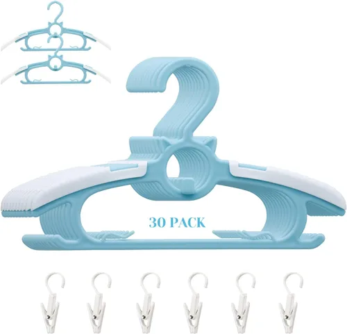 Perchas de guardería para armario de bebé, paquete de 30 perchas ultradelgadas antideslizantes y extensibles para ropa de recién nacido, colgador de