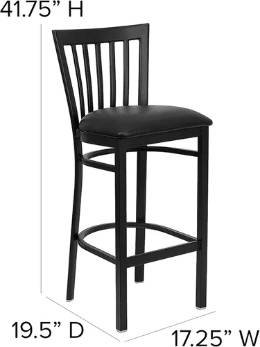Vista 3 de Flash Furniture HERCULES Series Black School House Back Metal Restaurant Barstool - Asiento de vinilo negro