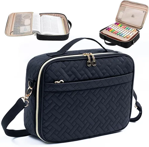 Vista 11 de Elegante funda para la Biblia de IMAGINING para mujer, funda para Biblia con asas y bolsas, gran regalo y protector de libros