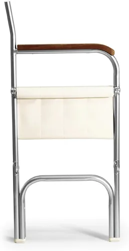 Vista 6 de FORMA MARINE - Juego de 2 sillas plegables de aluminio de alta gama de vinilo blanco con reposabrazos de teca, incluye bolsa protectora - ASTRON