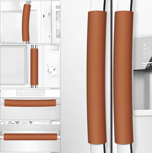 Vista 13 de Fundas para manijas de puerta de refrigerador, 6 unidades, fundas de cuero para manijas de electrodomésticos, mantiene tu nevera, microondas, horno