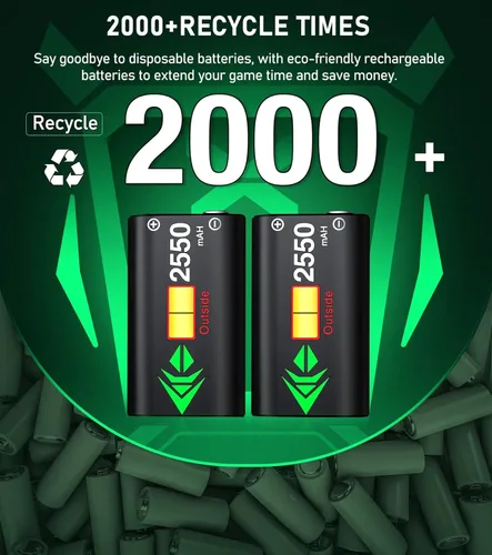 Vista 3 de Estación de carga de controlador con 2 paquetes de baterías recargables de 2 x 2550 mAh para Xbox OneSeries XS base de carga dual para control Xbox