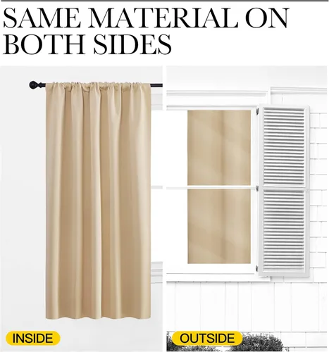 Vista 5 de NICETOWN 2 paneles de cortinas opacas de 34 x 84 pulgadas de largo con bolsillo para barra con 2 paneles de 42 x 16 pulgadas de largo, cenefas