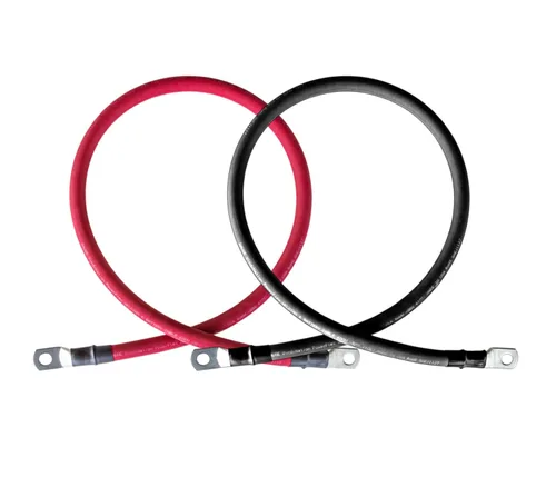Cables de batería/inversor de calibre 2/0 AWG 2/0 rojo + negro de cobre puro para solar, RV, automóvil, barco 12 pulgadas con terminales de cable de