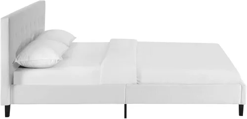 Vista 65 de Modway Linnea - Cama tapizada de plataforma blanca con soporte de listones de madera