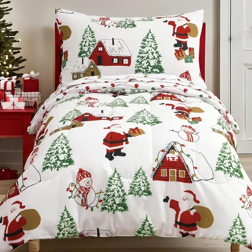 PHF Juego de ropa de cama para niños pequeños de 4 piezas, juegos de edredón para niños pequeños ultra suaves incluyen edredón, sábana ajustable