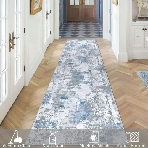 Vista 6 de famibay Alfombra de pasillo de 2 x 10, moderna para pasillos, antideslizante, alfombras de cocina lavables, alfombra de pasillo suave abstracta