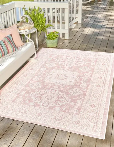 Vista 76 de Unique Loom Outdoor Aztec Collection Alfombra de área, Chalca (7 pies 10 pulgadas, cuadrada, azul/marfil)