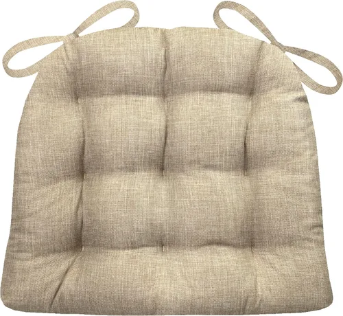 Barnett Home Decor Hayden Cojín Beige para Silla de Comedor con Lazos - Tamaño 19 x 19 Cojín Grande para Silla - Reversible, Relleno de Espuma