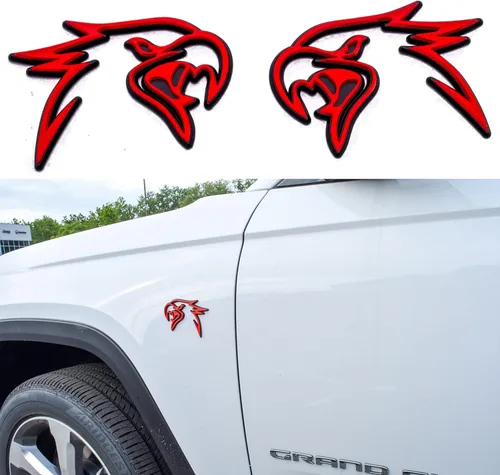 Vista 9 de Auto Pro Accessories - Emblema personalizado HELLHAWK para puerta de guardabarros Trackhawk Grand Cherokee, cabeza estilo Hellcat (negro brillante)
