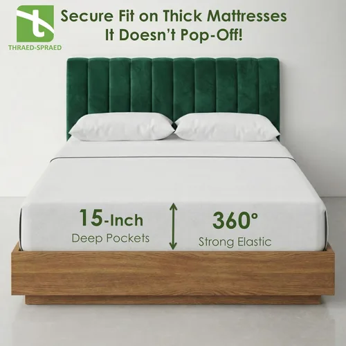 Vista 5 de Twin Size 4-Piece Sheet Set 800 Thread-Count 100% Egyptain Cotton, 800TC Soft, Breathable, Long-Staple Cotton Sateen Weave, Fits 15 Inches Deep Black