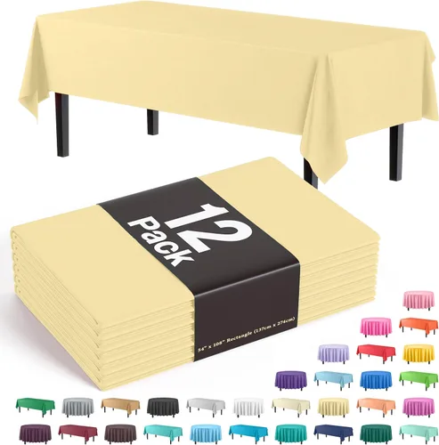 Vista 45 de Party Solids Paquete de 12 manteles rectangulares de plástico con diseño de bandera estadounidense de alta calidad, mantel desechable de plástico