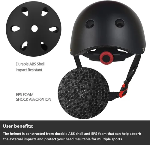 Vista 5 de Casco de bicicleta para niños de edades 2-14, casco de seguridad ajustable para niños pequeños con juego de equipo de protección, cascos