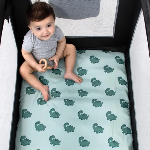 Vista 6 de The Peanutshell Paquete de 3 sábanas bajeras de corral suaves y transpirables para bebé niño, sábanas para cuna de bebé, colchón Pack N Play, se