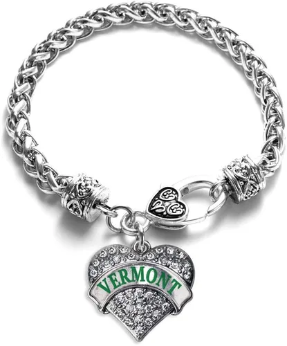Vista 118 de Pulsera de plata con dije de corazón pavé con joyas de circonita cúbica