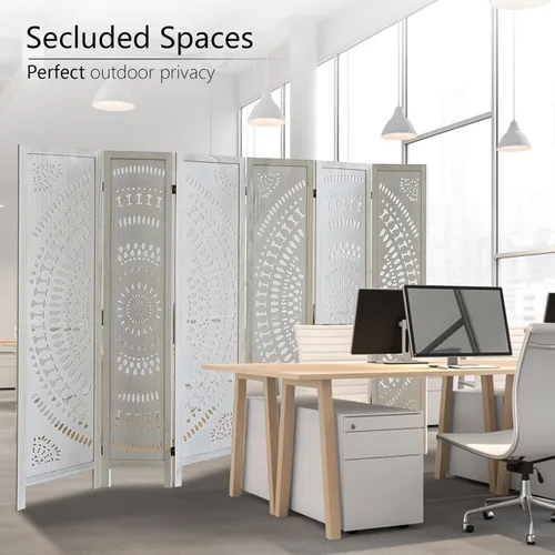 Vista 19 de Panel divisor de habitación de 4 paneles, pared divisora de habitación de 5.6 pies de alto y pantalla de privacidad plegable, panel divisor de pared