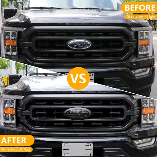 Vista 3 de Cubierta de Emblema de Parrilla Delantera y Compuerta Trasera de 9.5", Moldura Compatible con Ford F150 2015-2023, Accesorios Exteriores