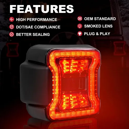 Vista 4 de Top10 Racing Luces traseras LED mejoradas, luz de freno de marcha atrás, compatible con Jeep Wrangler JL 2018 2019 2020 2021 2022 2023 2024, lámpara