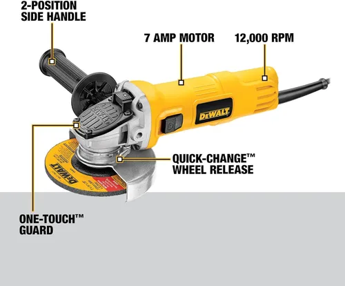 Vista 3 de Moledora angular pequeña DEWALT DWE4011 con protección One-Touch de 4-1/2 pulgadas