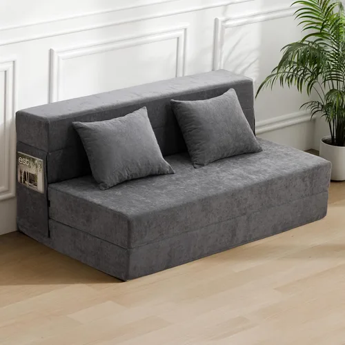 HOMFINE Sofá cama plegable - Silla cama convertible con cojín, sofá cama plegable, colchón de espuma viscoelástica para piso, sofá futón, sofá