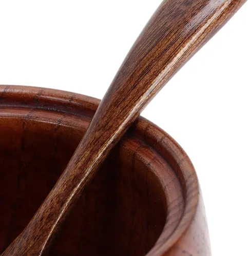Vista 7 de Paquete de 2 tarros de condimentos japoneses, tarros de especias de madera maciza con tapa y cuchara, contenedor de madera de azufaifo, madera