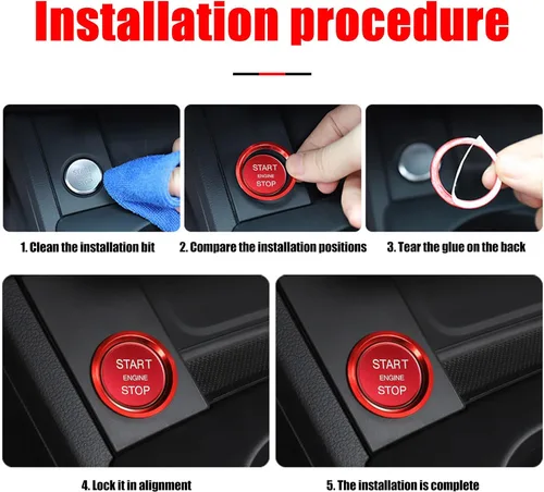 Vista 5 de 2 calcomanías para cubierta de botón de arranque del motor de automóvil, decoración de círculo de arranque con un botón, accesorios interiores