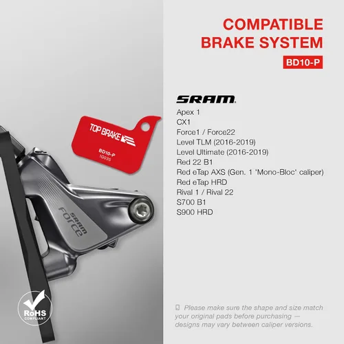 Vista 5 de Disc Bike Brake Pads Compatible with AVID SRAM Level TLM/Ultimate/Force 22/Force 1/Red eTap HRD/Rival 1/Rival 22/S700 B1/S900 HRD